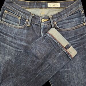 Gustin Jeans Selvedge Raw Denim Slim California Sz 32 (Fits as 29x32) Button Fly